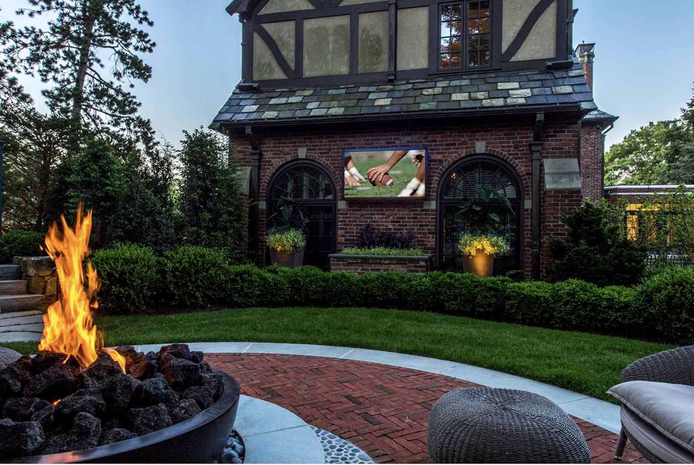 Simple Home, Outdoor Television, Firepit